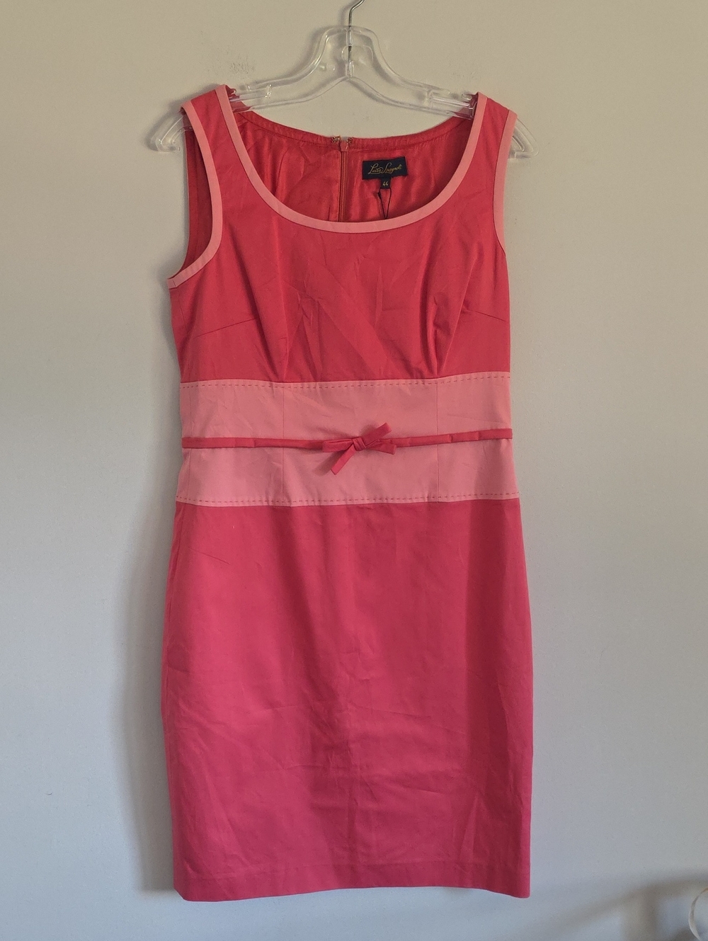 NWT LUISA SPAGNOLI | Color Block Dress Pink Cotton Bow Details Sz 8